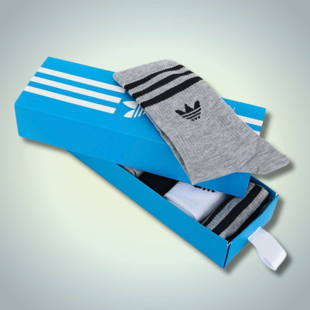 Adidas set de 6 perechi de șosete lungi, 40-45. Negru, gri, alb. Calitate premium