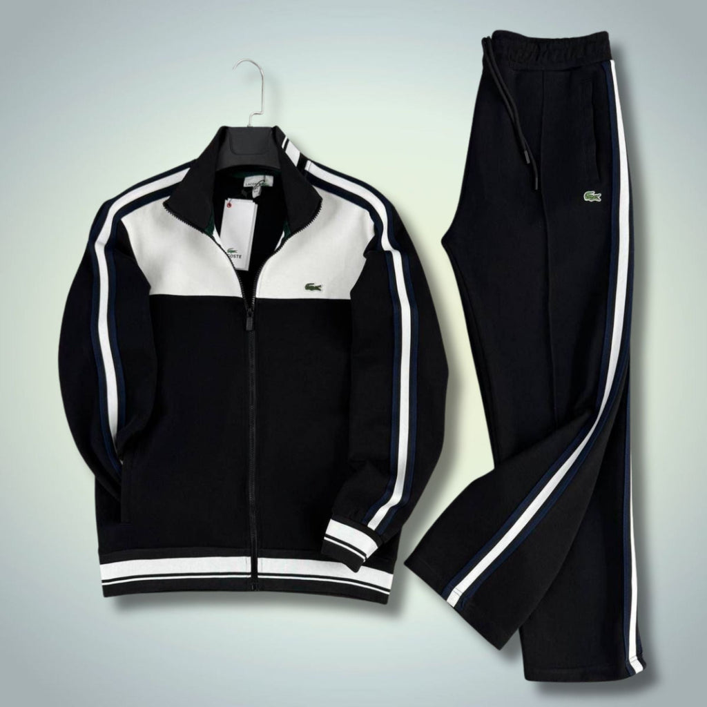 Trening bărbați Lacoste, alb-negru, model 2026, calitate premium