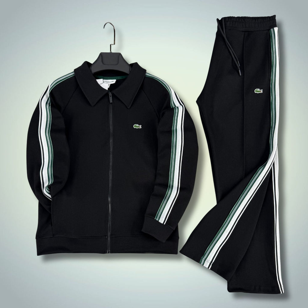 Trening bărbați Lacoste, negru, cu dungi, model 2026, calitate premium