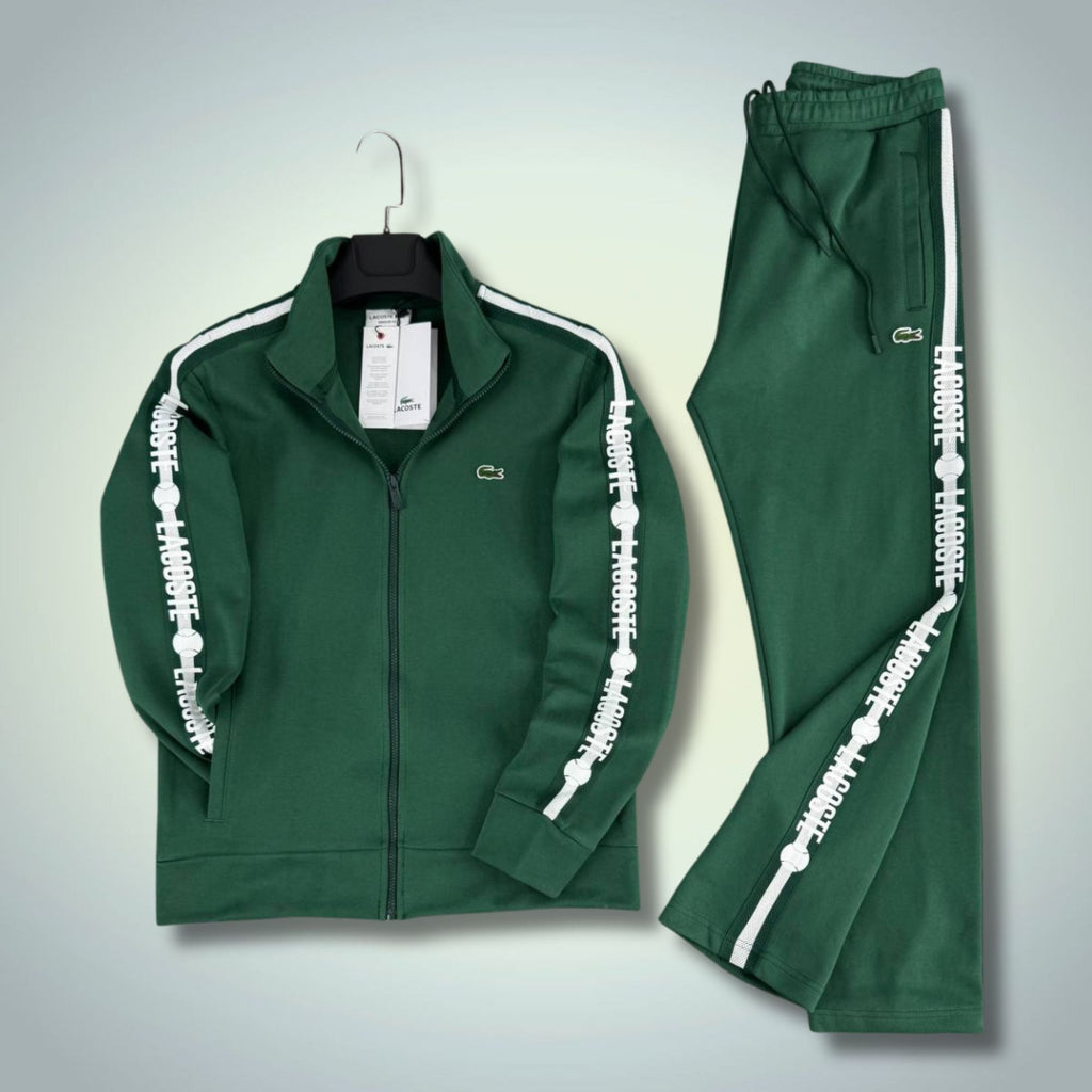 Trening bărbați Lacoste, verde, cu dungi de tenis, calitate premium