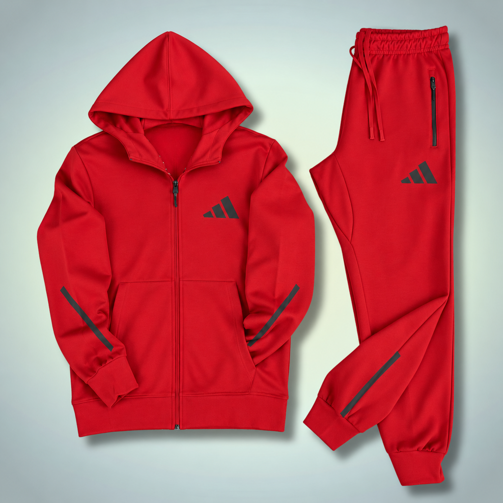Adidas trening sportiv bărbătesc cu glugă, 2025, roșu. Calitate Premium