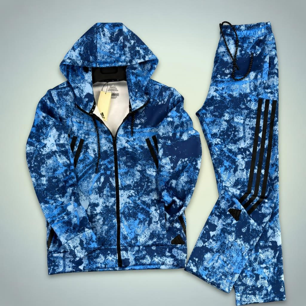 Adidas trening sportiv bărbătesc, model camuflaj, albastru. Calitate Premium