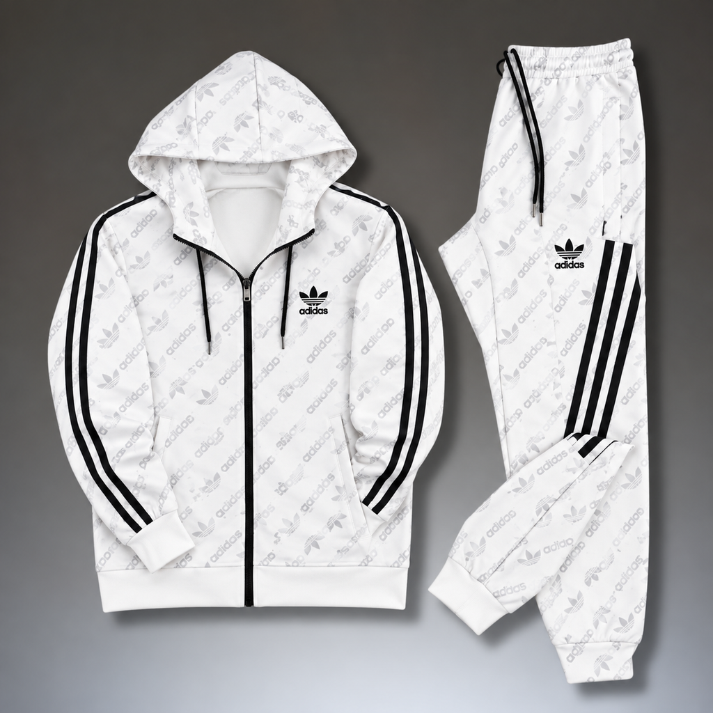 Adidas trening sportiv bărbătesc, monogram, alb. Calitate Premium