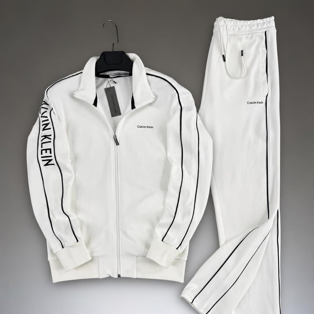 Calvin Klein trening sportiv bărbătesc cu vipușcă în contrast, alb. Calitate Premium