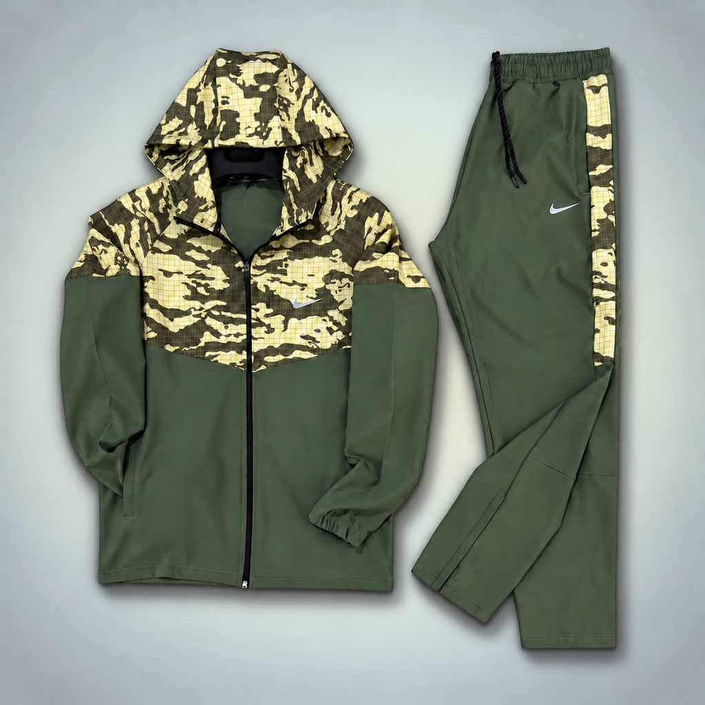 Nike trening bărbați impermeabil, model camuflaj, verde. Calitate Premium