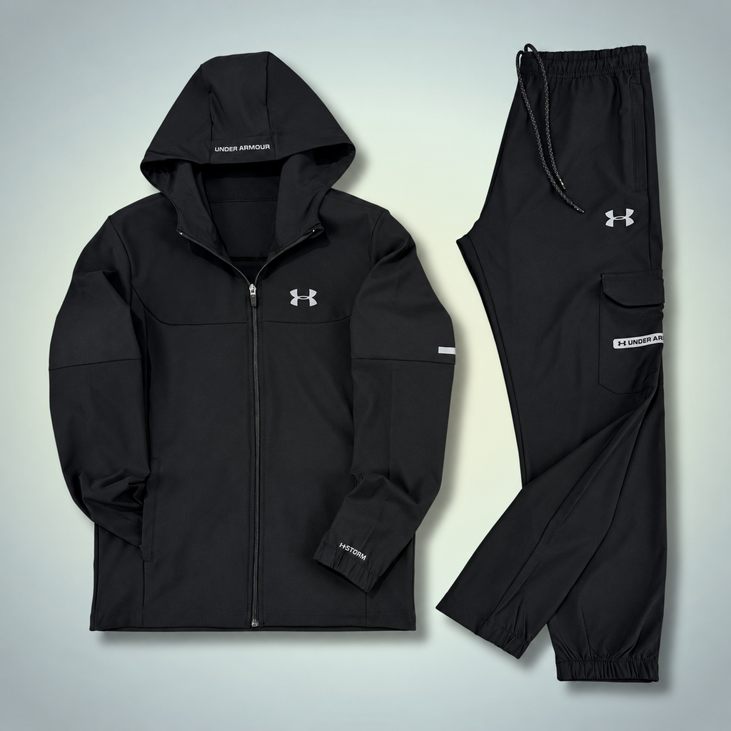 Under Armour trening bărbați impermeabil cu buzunar cargo, negru. Calitate Premium