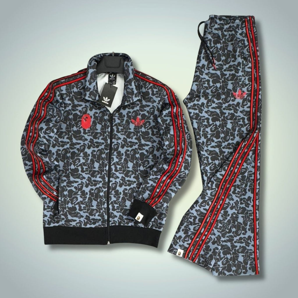 Adidas x A Bathing Ape trening bărbați, albastru - roșu. Calitate premium