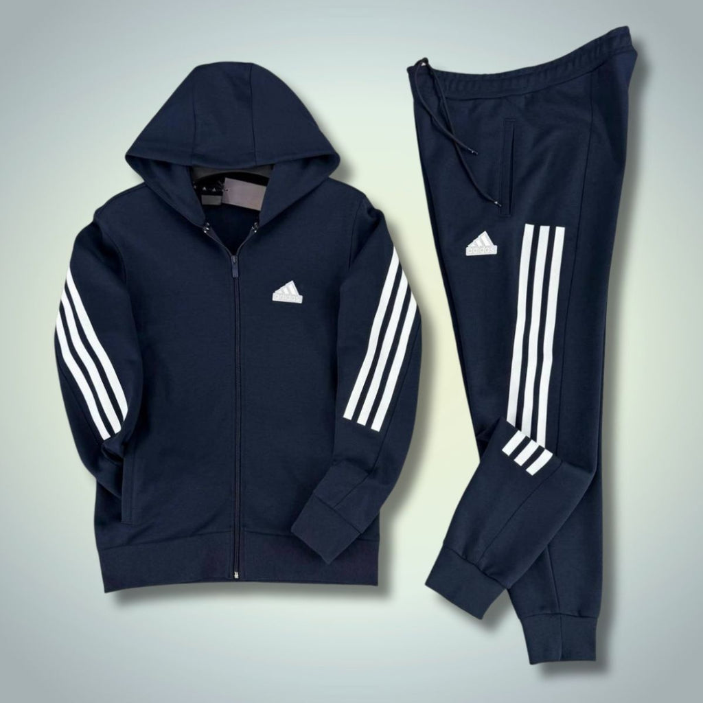 Adidas trening bărbați 2025, dungi verticale, albastru închis. Calitate premium