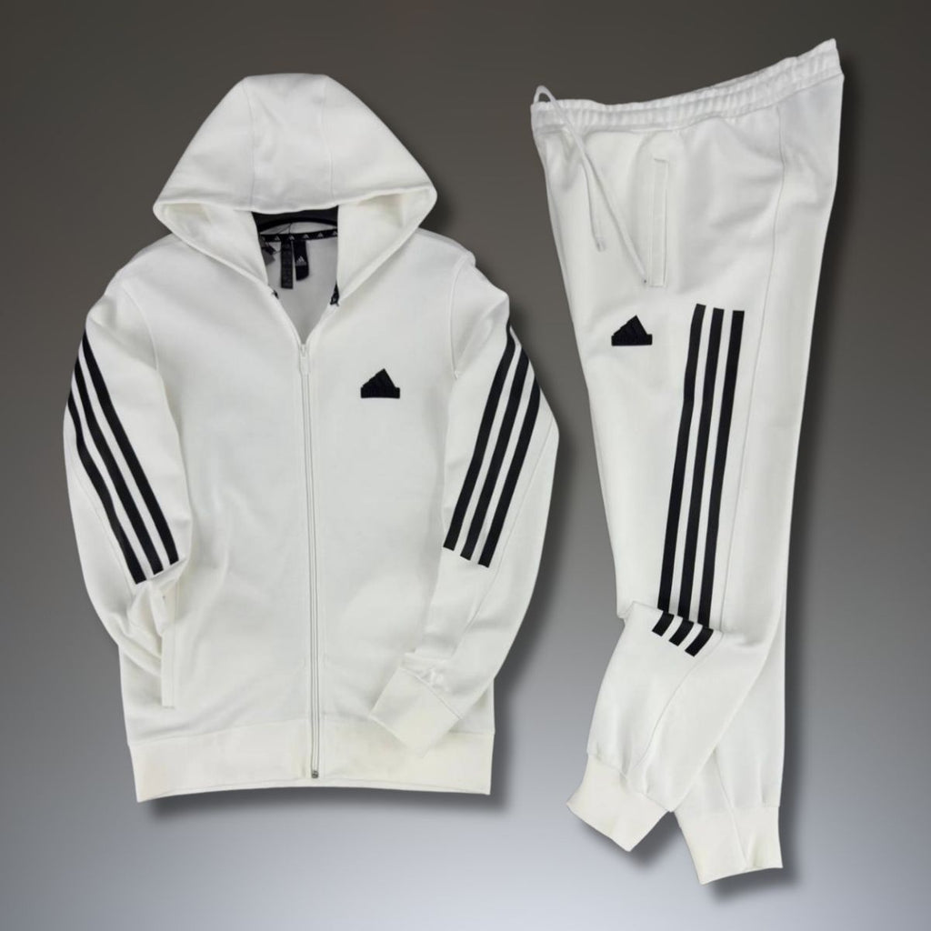 Adidas trening bărbați 2025, dungi verticale, alb. Calitate premium