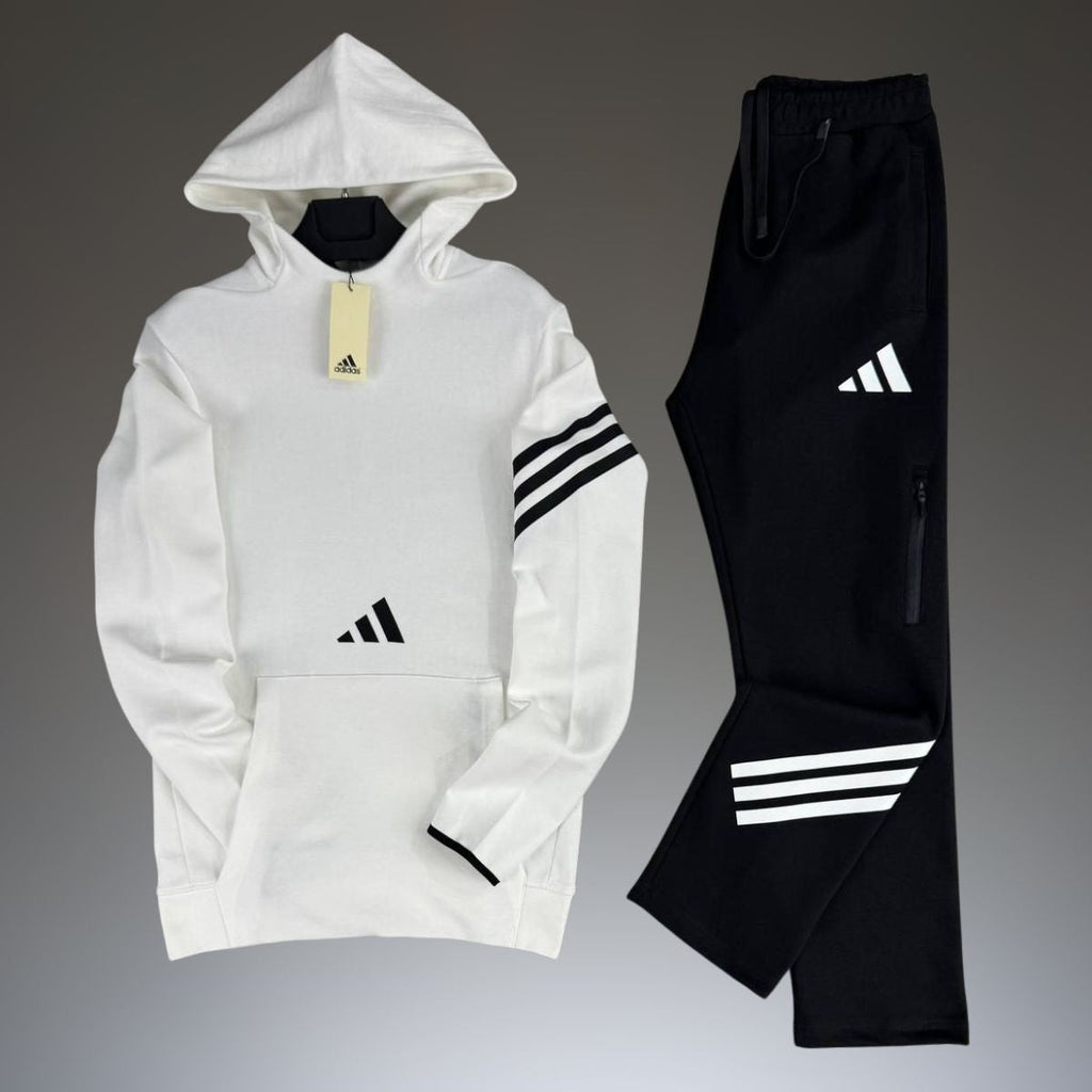 Trening cu glugă bărbați Adidas, alb și negru. Calitate premium