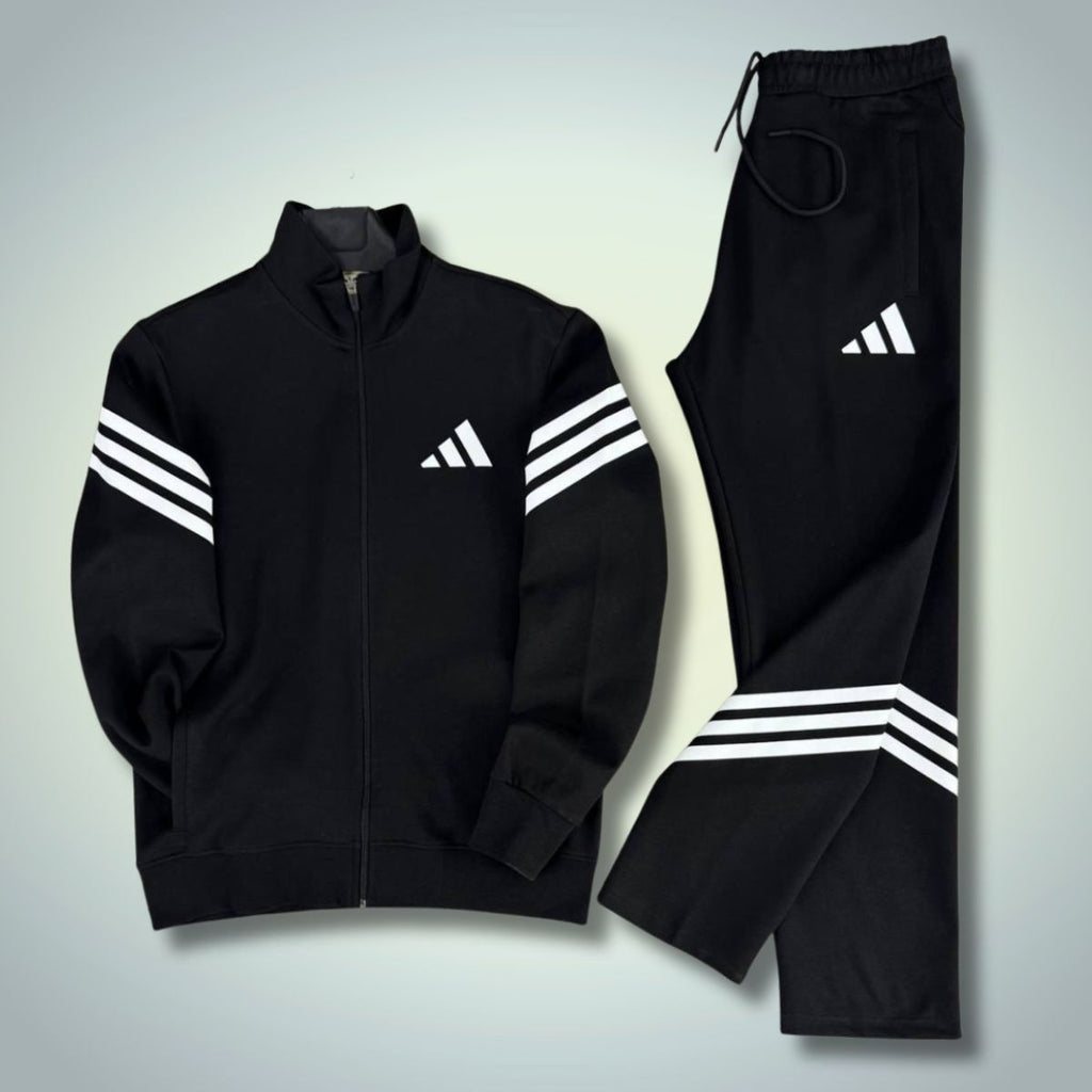 Trening bărbați Adidas 2025, dungi verticale, negru. Calitate premium