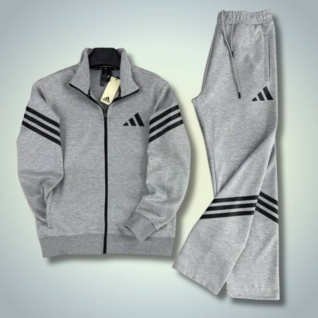 Trening bărbați Adidas 2025, dungi verticale, gri clasic. Calitate premium