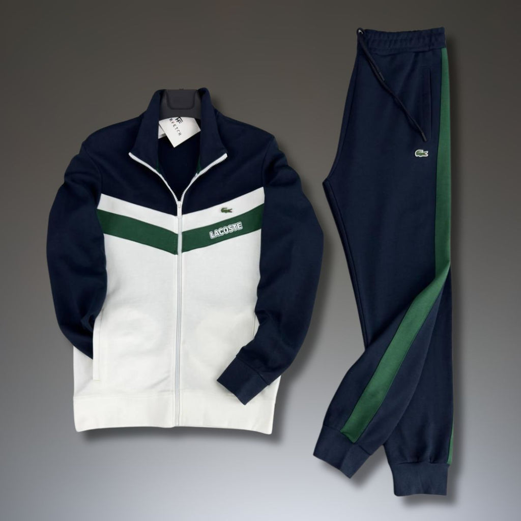 Trening Lacoste pentru bărbați, albastru închis - alb. Calitate premium