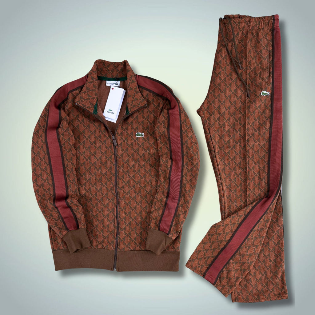 Trening bărbați Lacoste, Jacquard Monogram, maro. Model 2025. Calitate premium