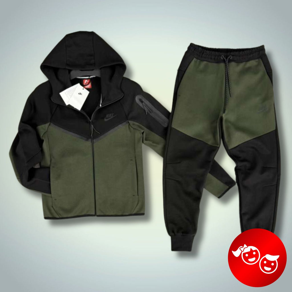 Nike Tech Fleece pentru copii 2024. Verde închis - Verde măsliniu.