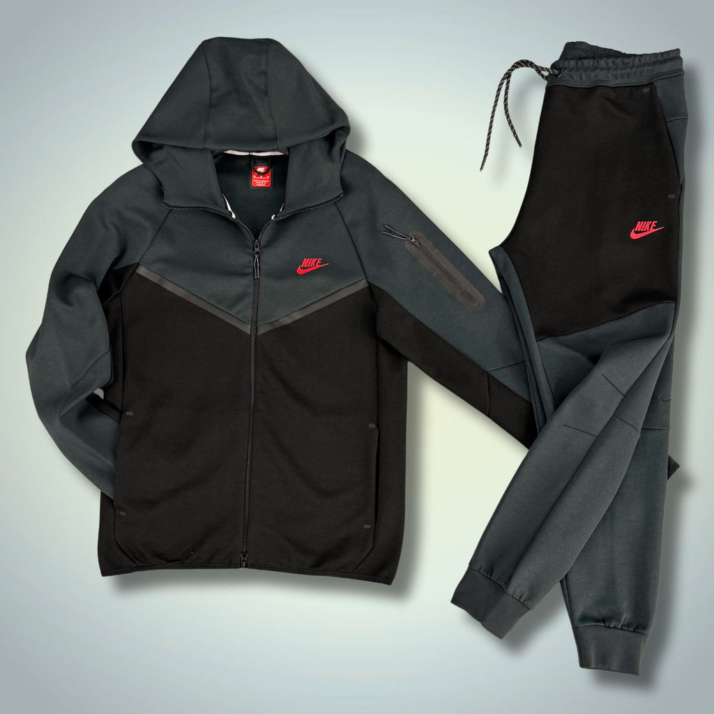 Nike Tech Fleece trening bărbați, grafit - negru, logo roșu. Model 2024. Calitate premium