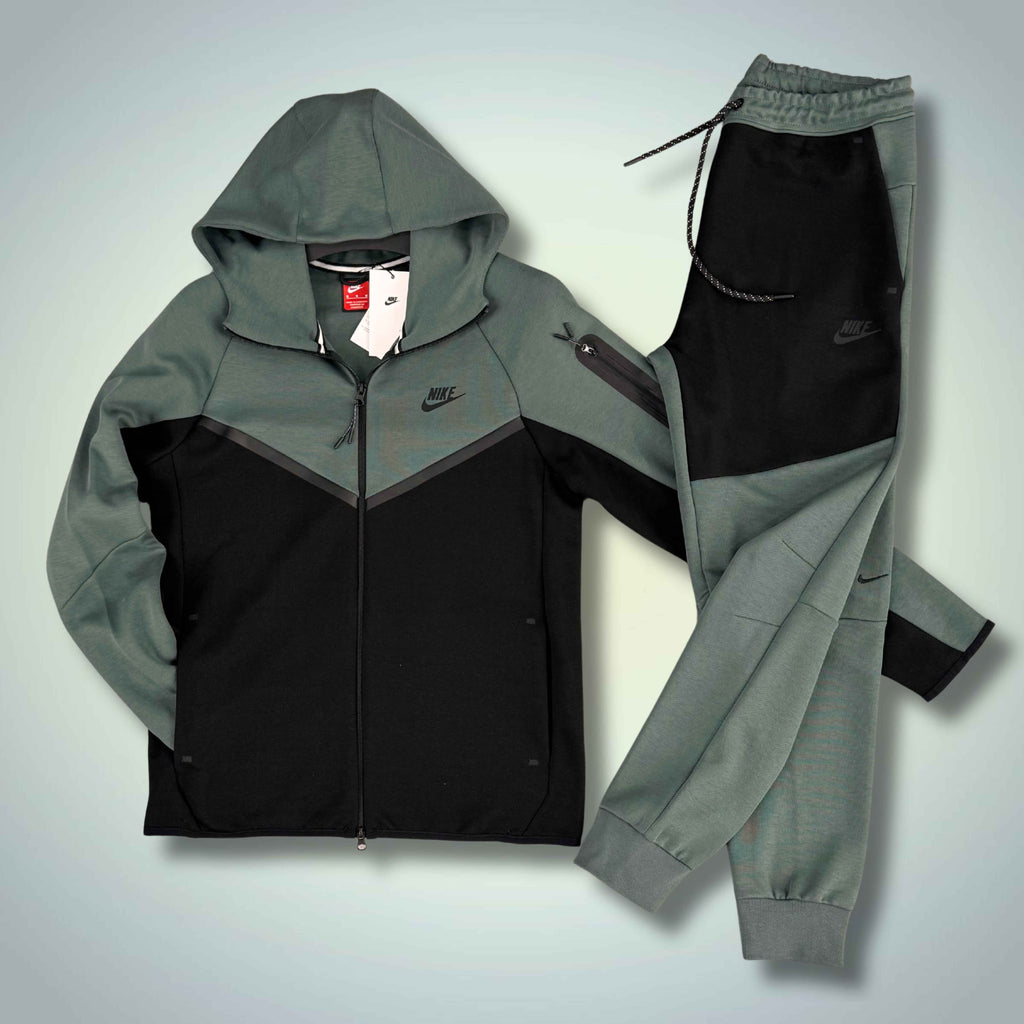 Trening bărbați Nike Tech Fleece, verde salvie și negru. Model 2024. Calitate premium