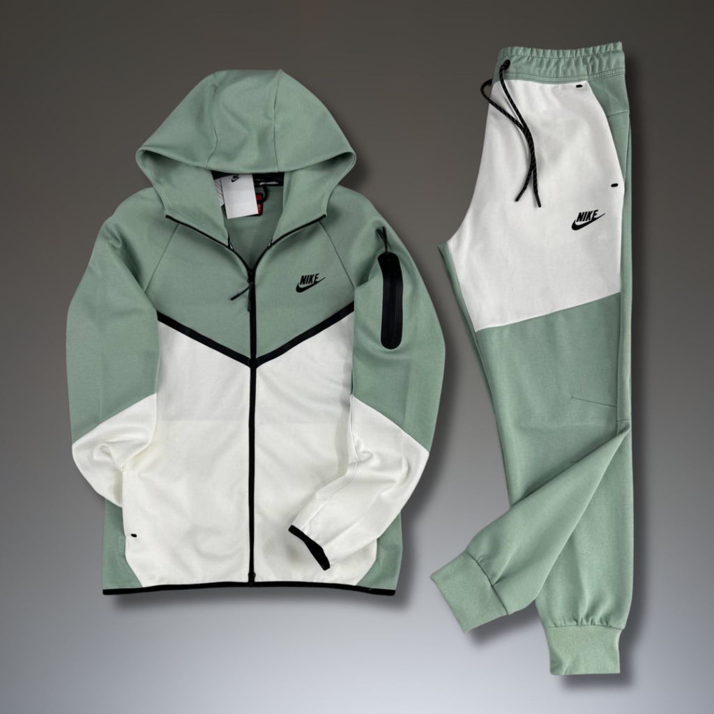 Trening bărbați Nike Tech Fleece, alb-mentă, model 2024, calitate premium