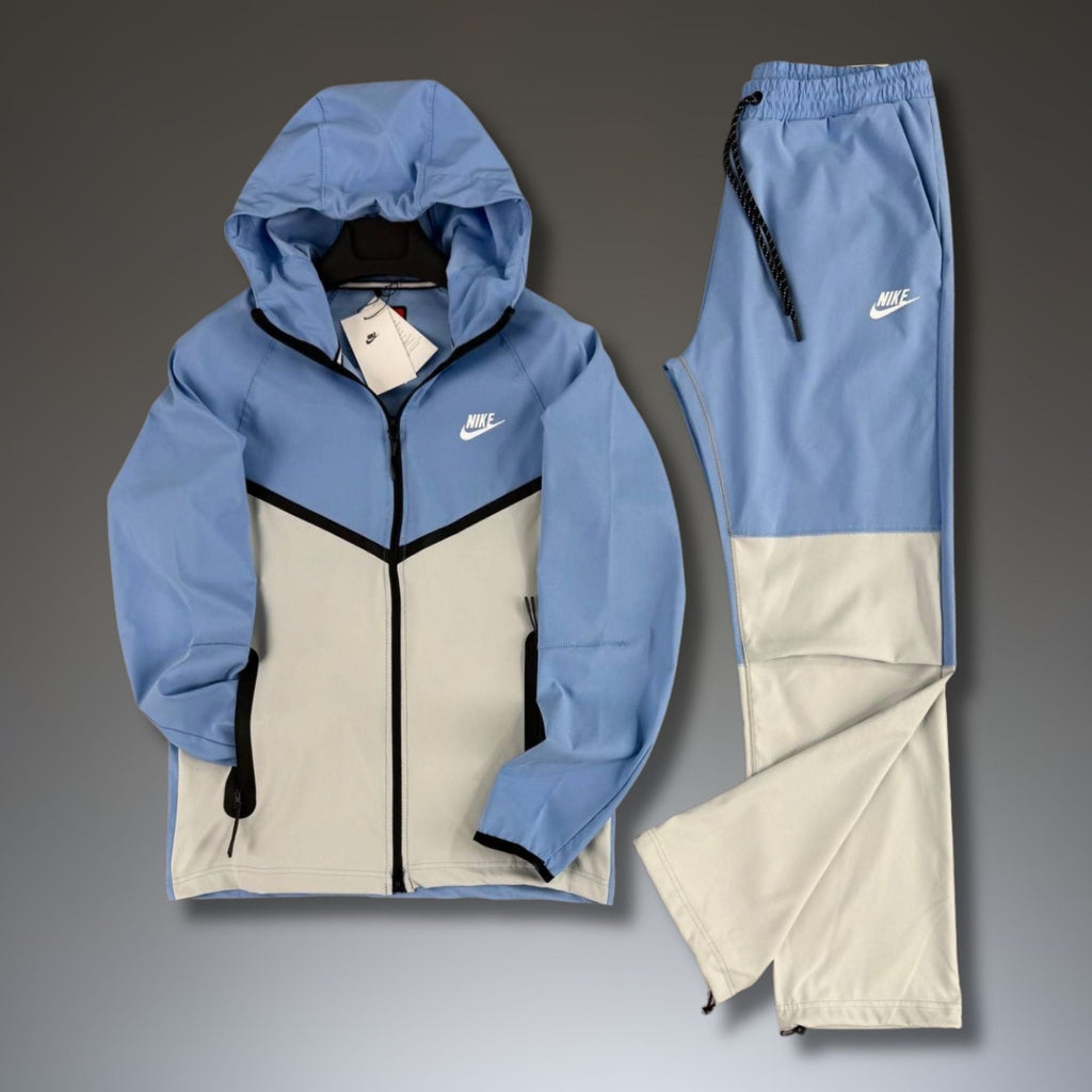 Nike Tech Fleece trening sportiv bărbătesc impermeabil, albastru-alb. Calitate Premium