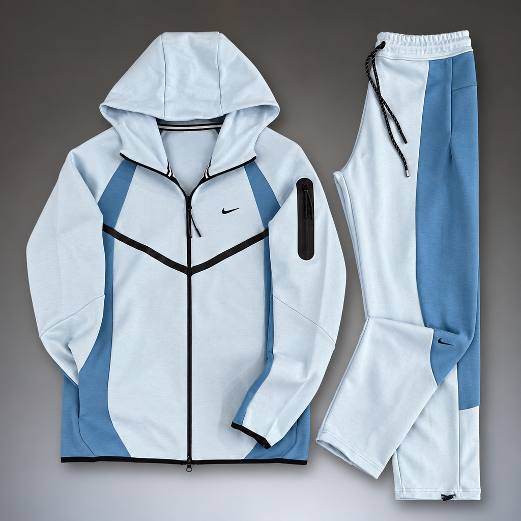 Nike Tech Fleece trening sportiv bărbătesc, albastru deschis - albastru. Model 2026. Calitate premium