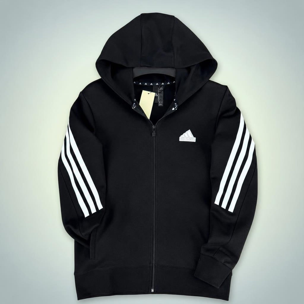 Adidas hanorac pentru bărbați cu glugă, trei dungi, negru. Premium calitate