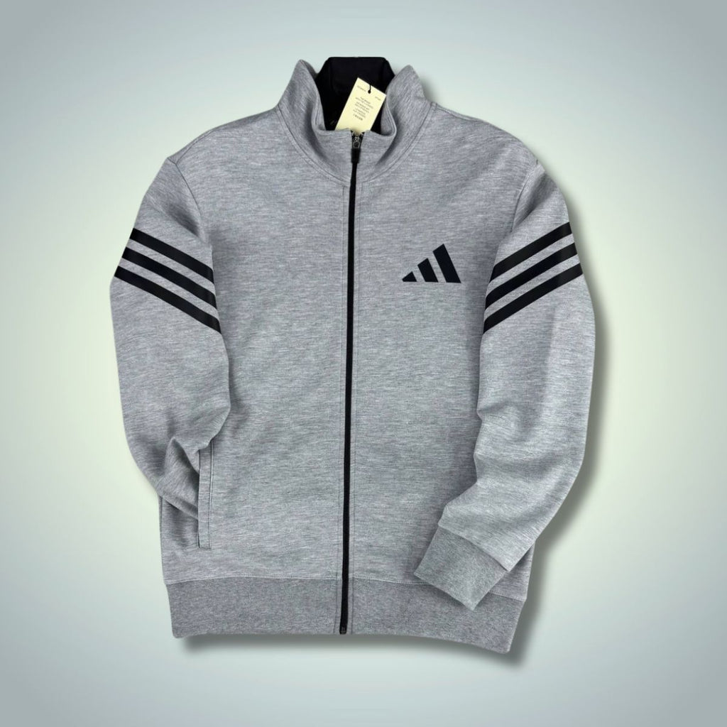 Hanorac bărbați Adidas, dungi verticale, gri clasic. Calitate premium