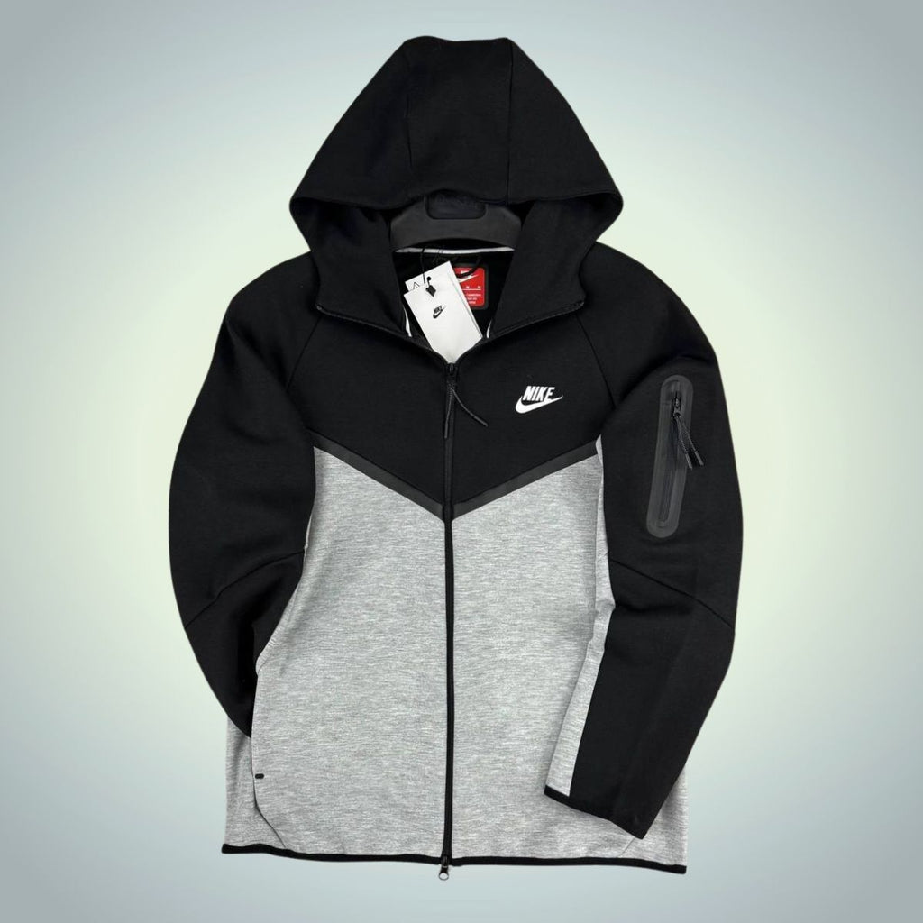 Bluza bărbați Nike Tech Fleece, negru și gri clasic. Model 2024. Calitate premium
