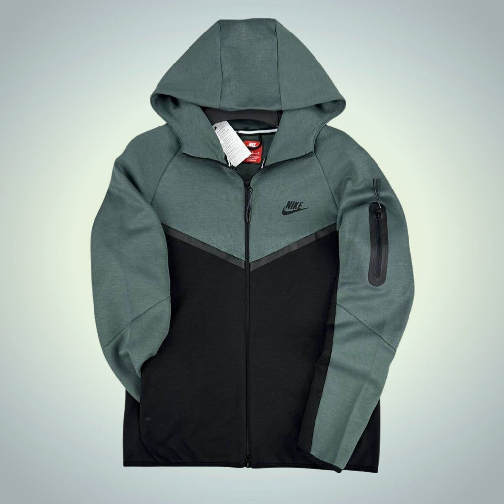 Bluza bărbați Nike Tech Fleece, verde salvie și negru. Model 2024. Calitate premium
