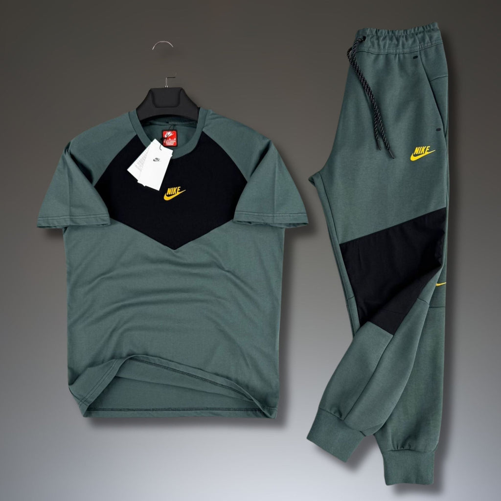Nike Tech Fleece trening vară bărbați, verde grădină-negru. 2026. Calitate Premium