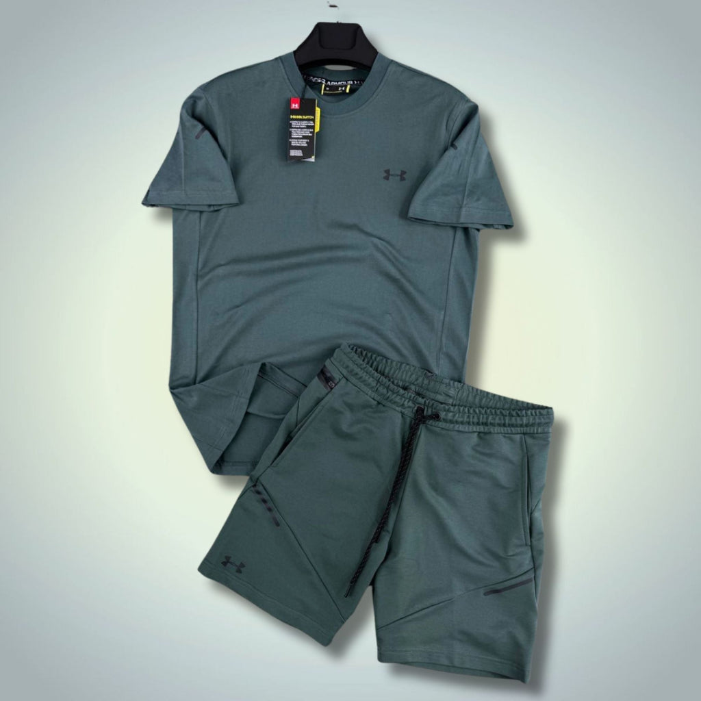 Under Armour set sport bărbătesc scurt, verde grădină. Calitate premium