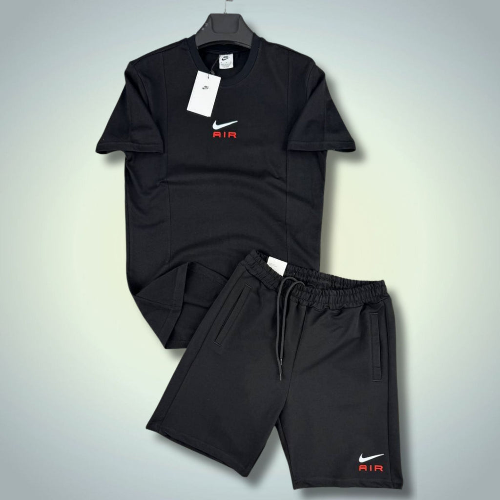 Nike Air set sport bărbătesc scurt, negru. Calitate premium