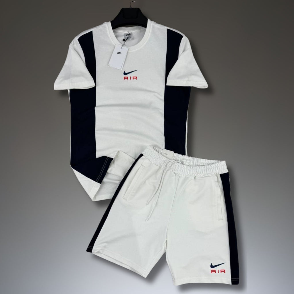 Nike Air set sport bărbătesc scurt, alb-negru. Calitate premium