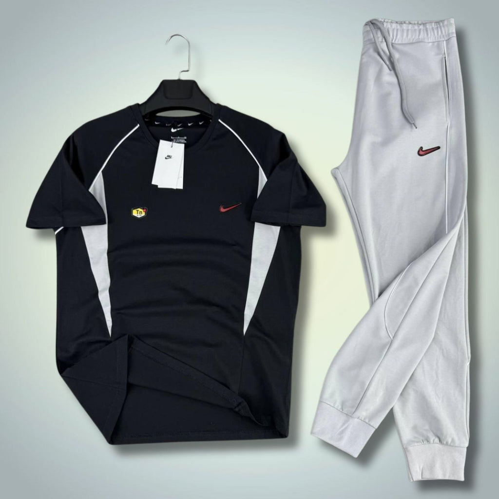 Nike TN set sport bărbătesc de vară, negru-gri deschis. Calitate premium