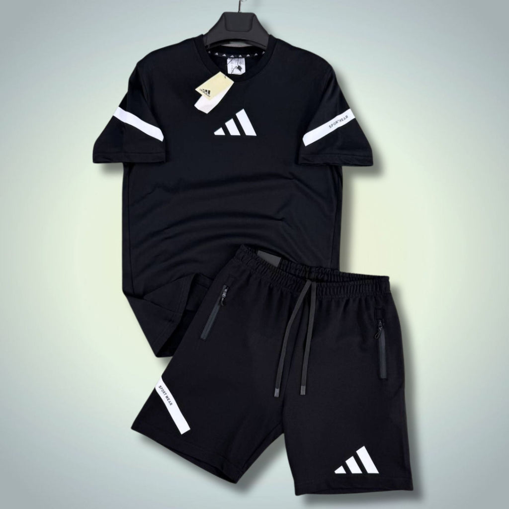 Adidas Z.N.E. set sport bărbătesc scurt, negru. Calitate premium