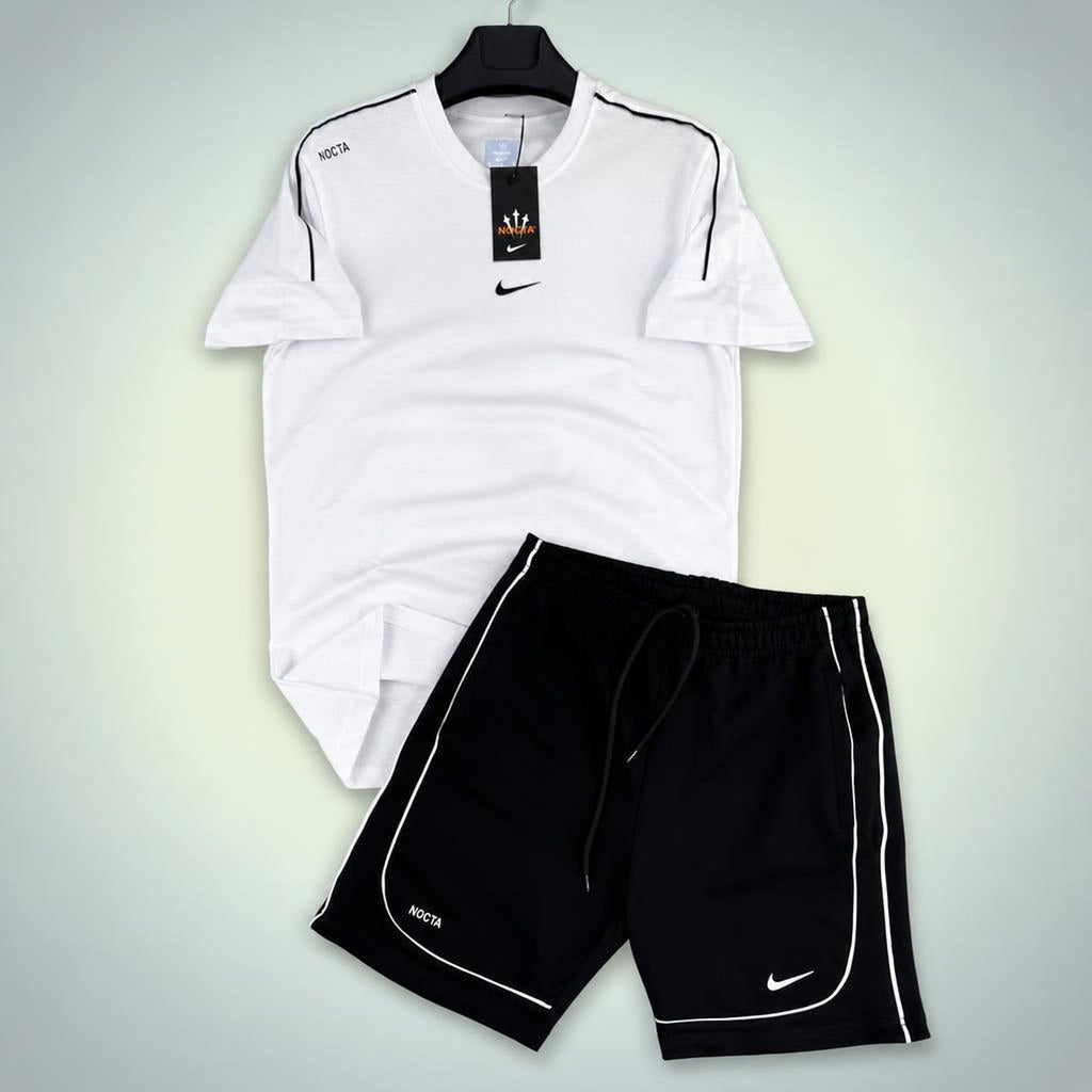 Nike Nocta set sport scurt pentru bărbați, Alb-Negru. Premium calitate