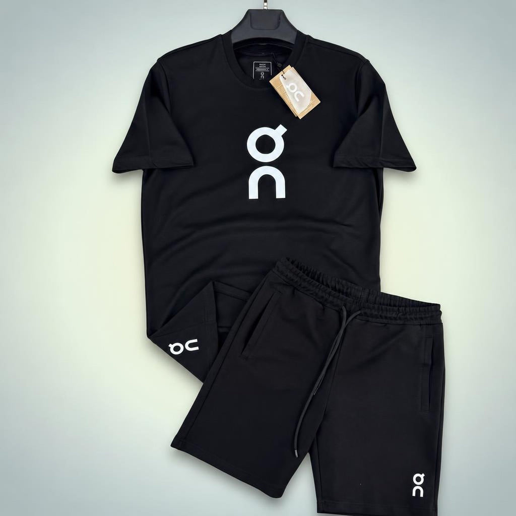 ON Big Logo set sport scurt pentru bărbați, negru. Premium calitate