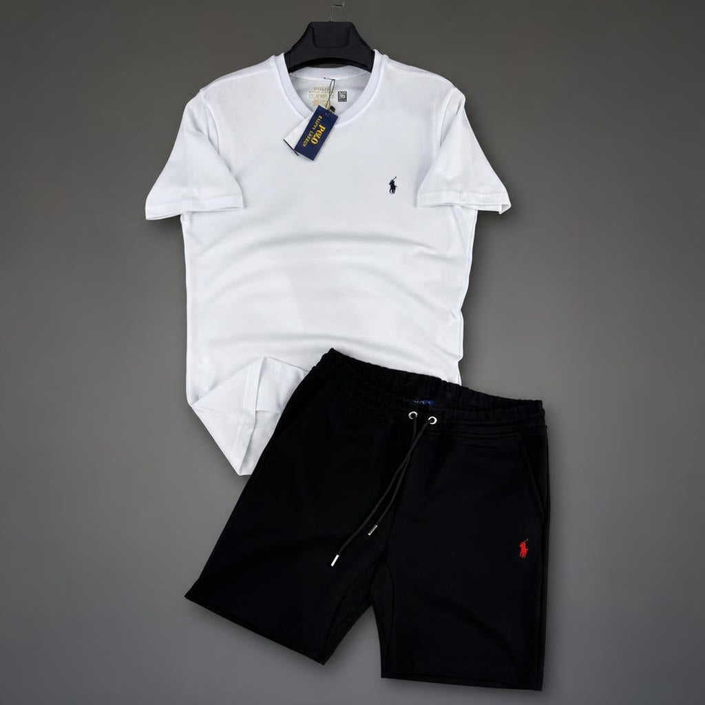 Ralph Lauren Classic set sport scurt pentru bărbați, Alb-Negru. Premium calitate