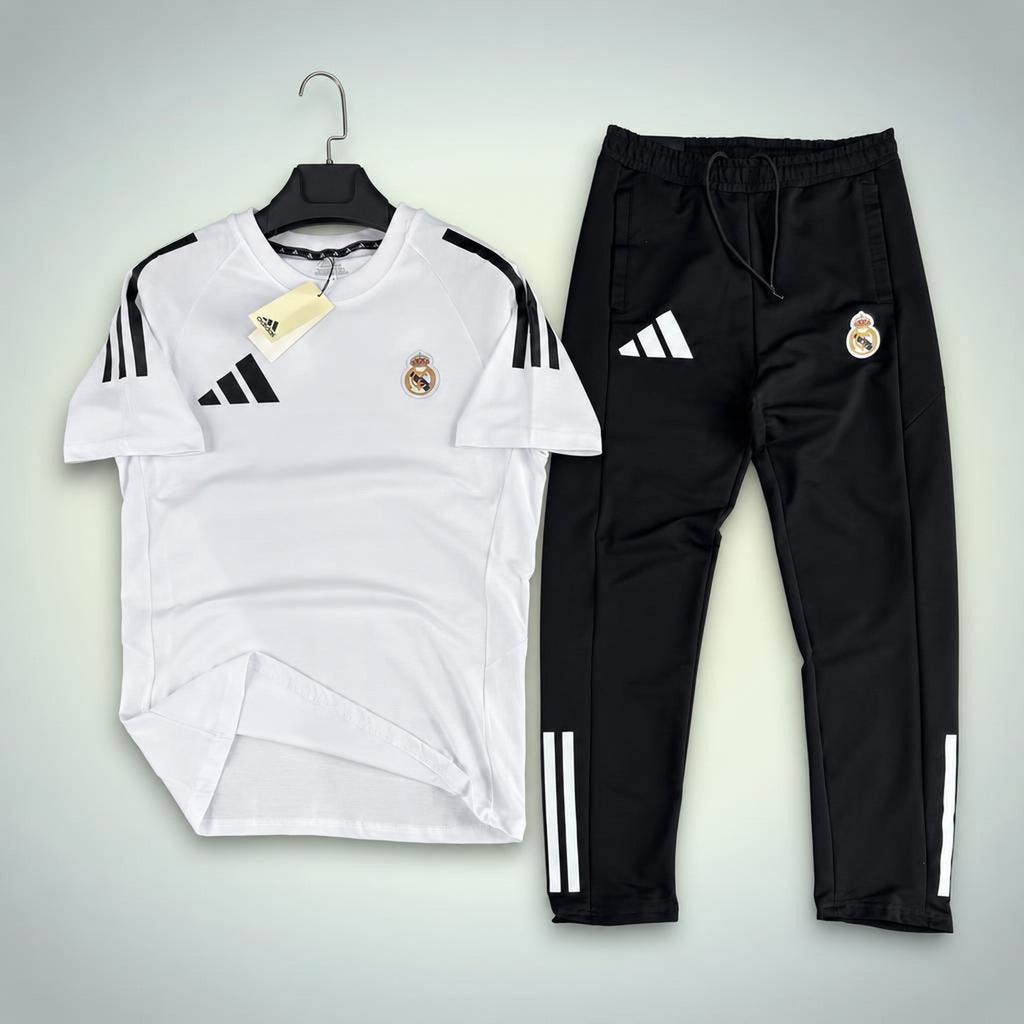 Adidas Real Madrid trening de vară pentru bărbați, Alb-Negru. Calitate premium