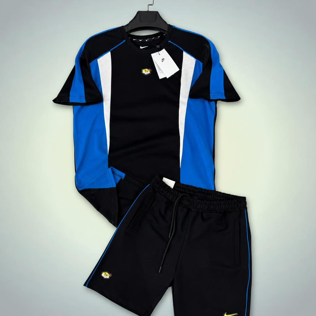 Nike TN set sport scurt pentru bărbați, negru-albastru. Premium calitate
