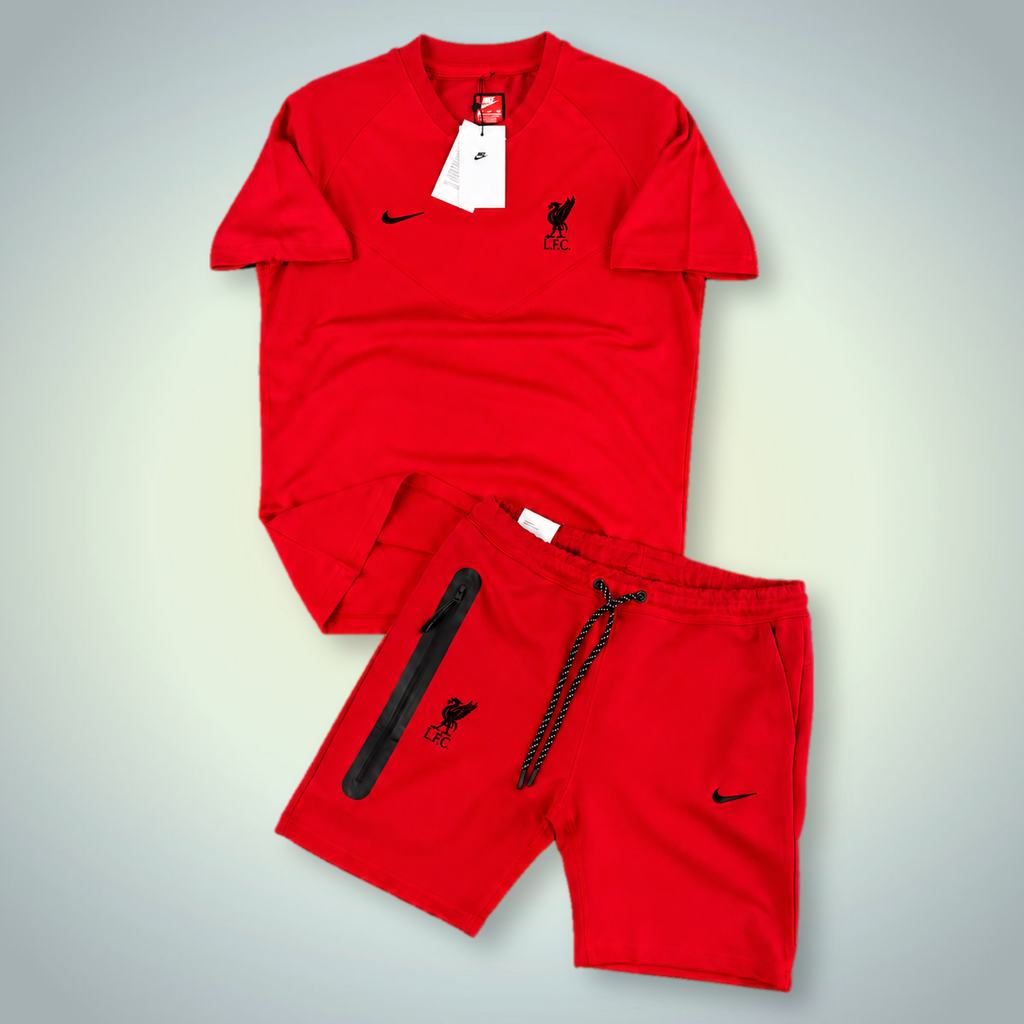Nike Tech Fleece Liverpool set cu pantaloni scurți pentru bărbați, roșu. Calitate premium