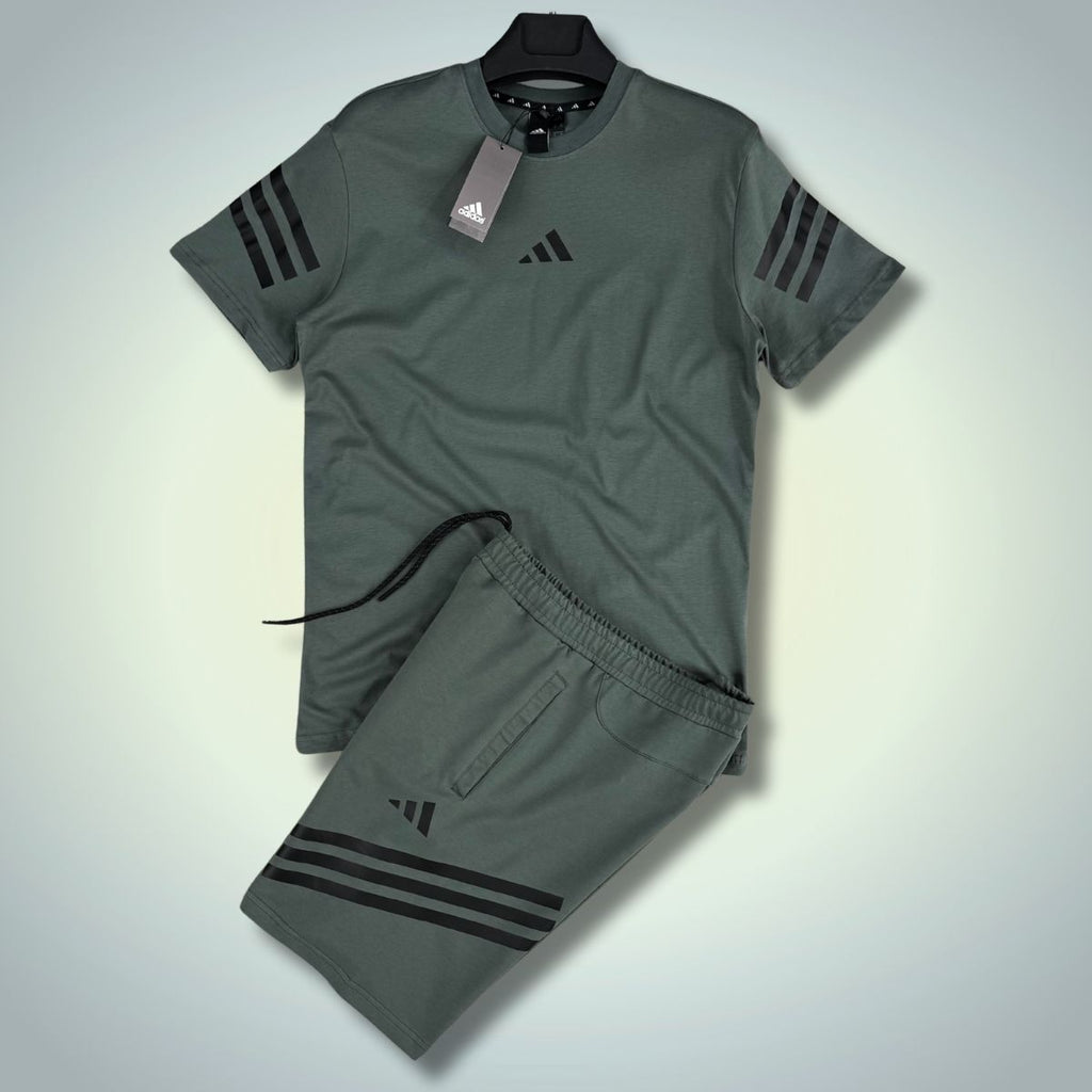 Set cu pantaloni scurți pentru bărbați Adidas, verde grădină. Model 2025. Calitate premium