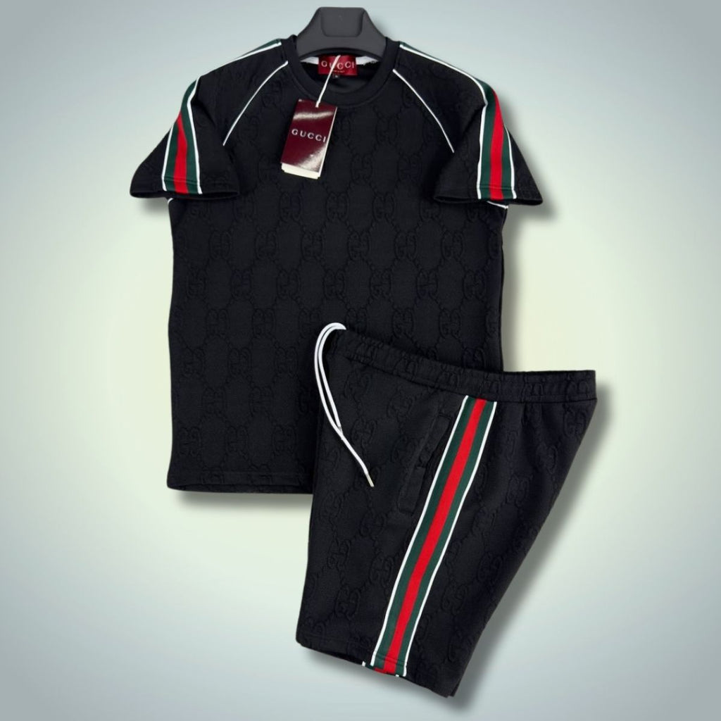 Set cu pantaloni scurți pentru bărbați Gucci, negru. Calitate premium