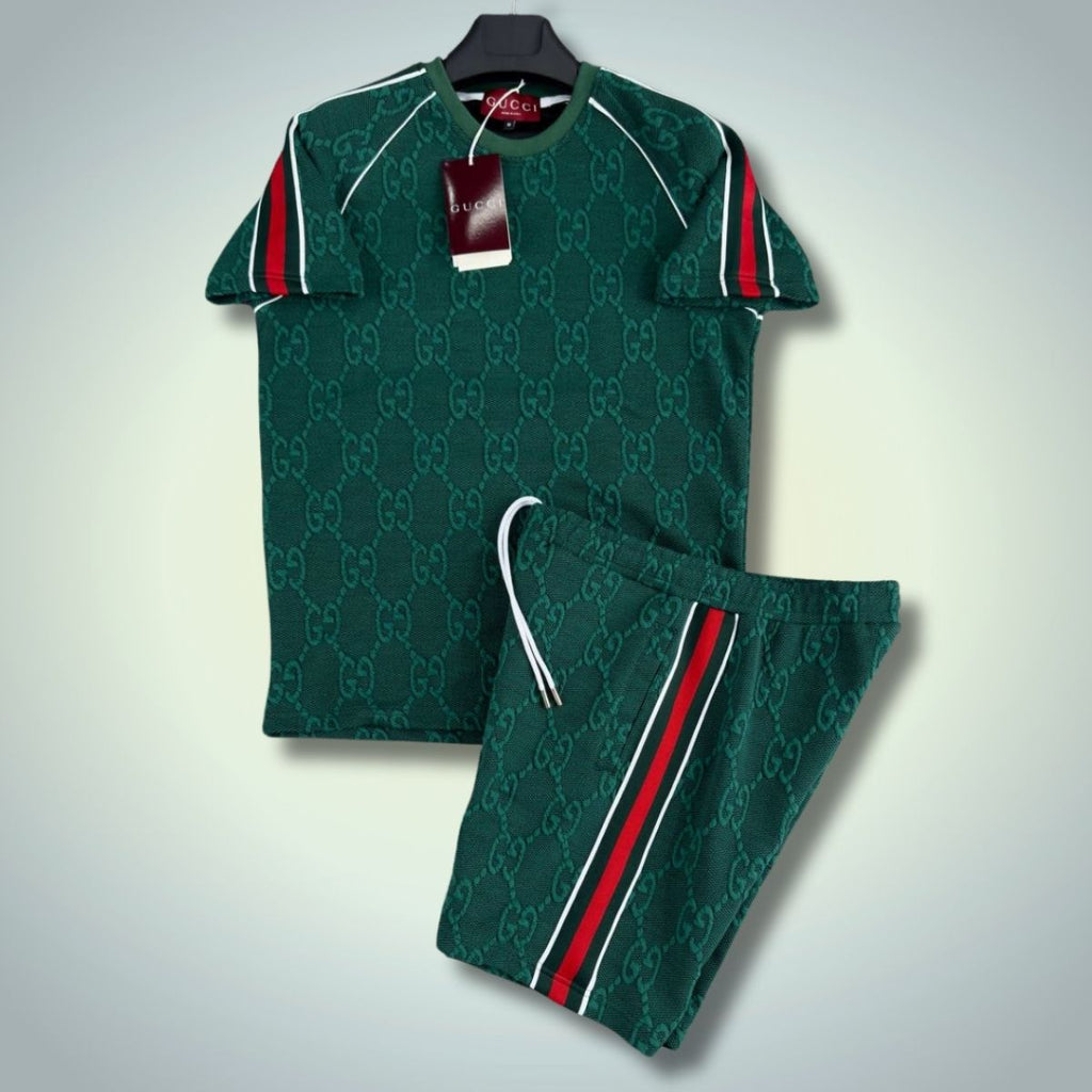 Set cu pantaloni scurți pentru bărbați Gucci, verde. Calitate premium