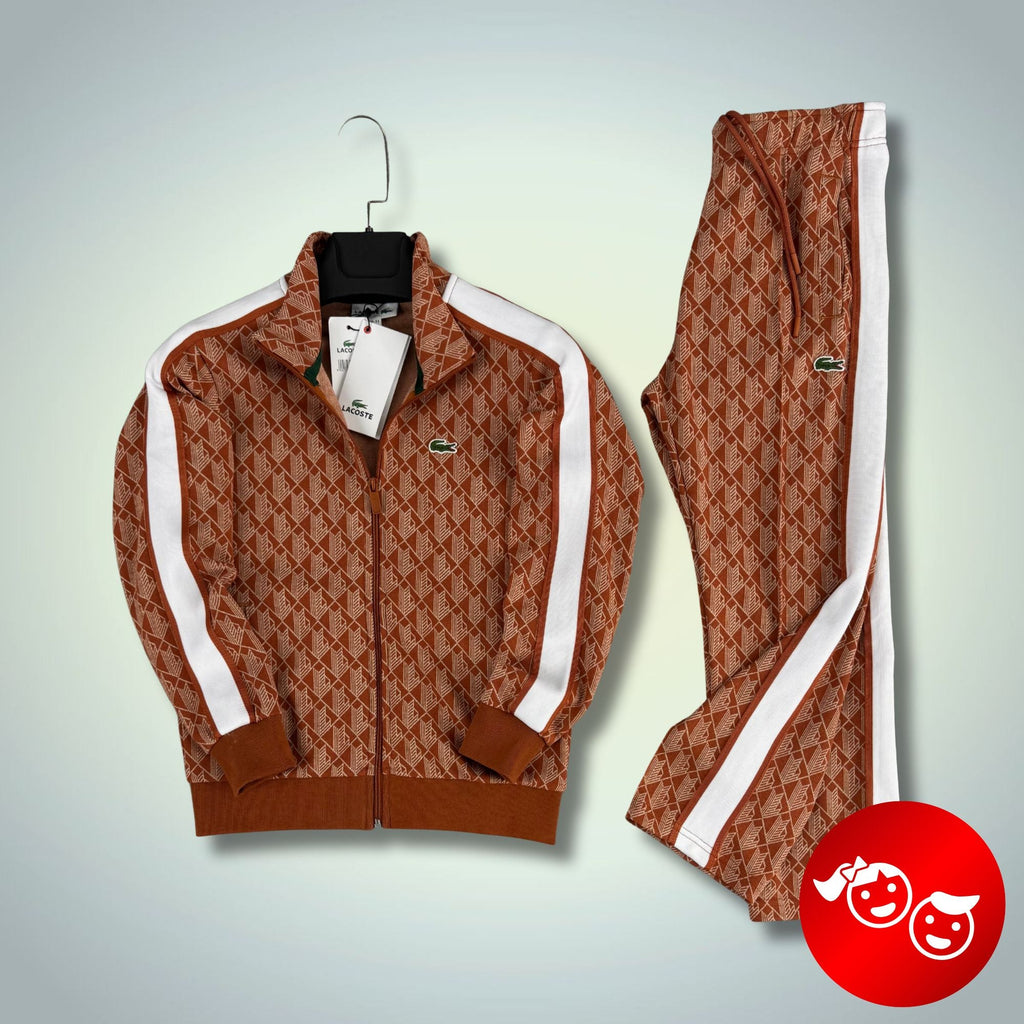 Trening copii Lacoste, Jacquard Monogram, bej. Model 2025. Calitate premium