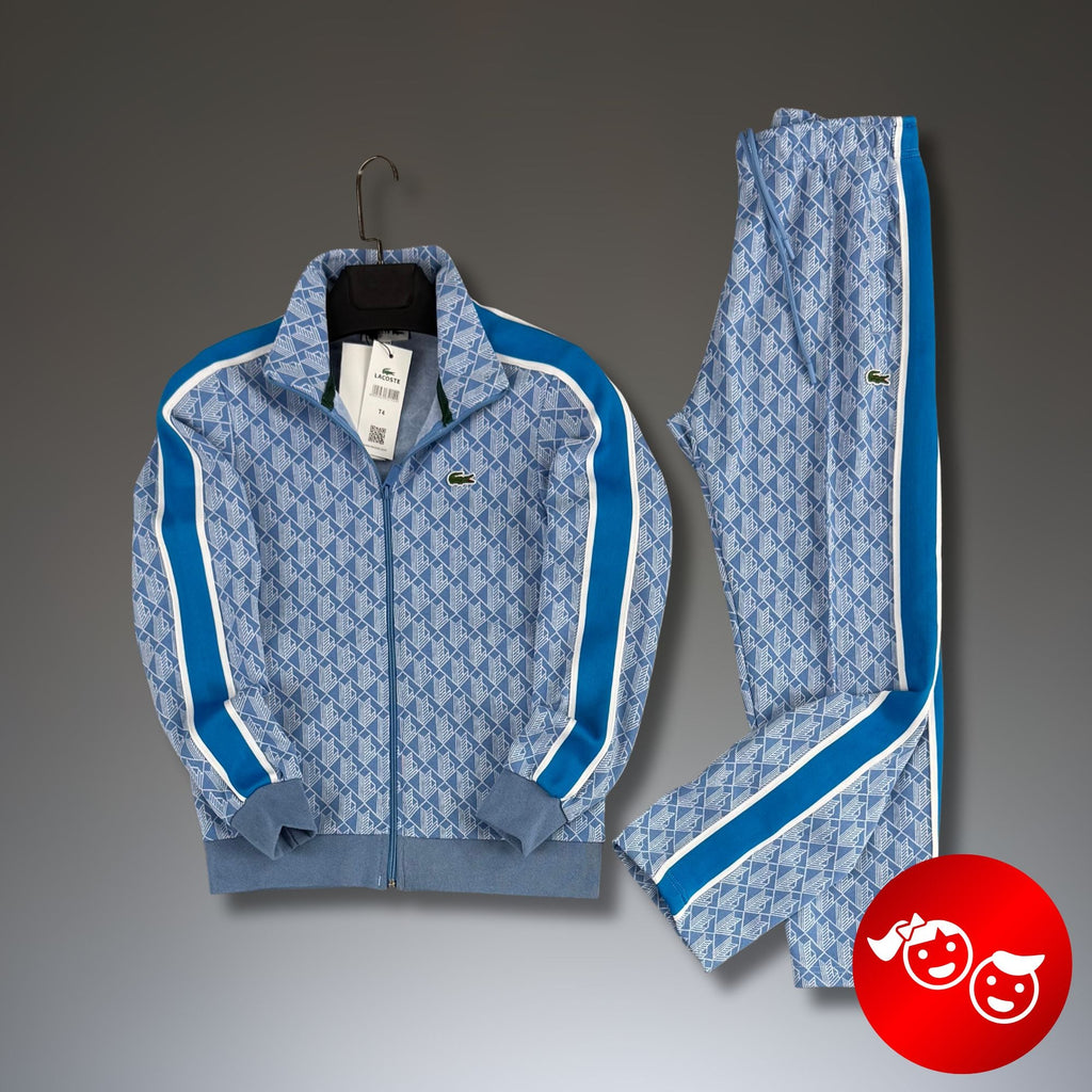 Trening copii Lacoste, Jacquard Monogram, albastru ocean. Model 2025. Calitate premium