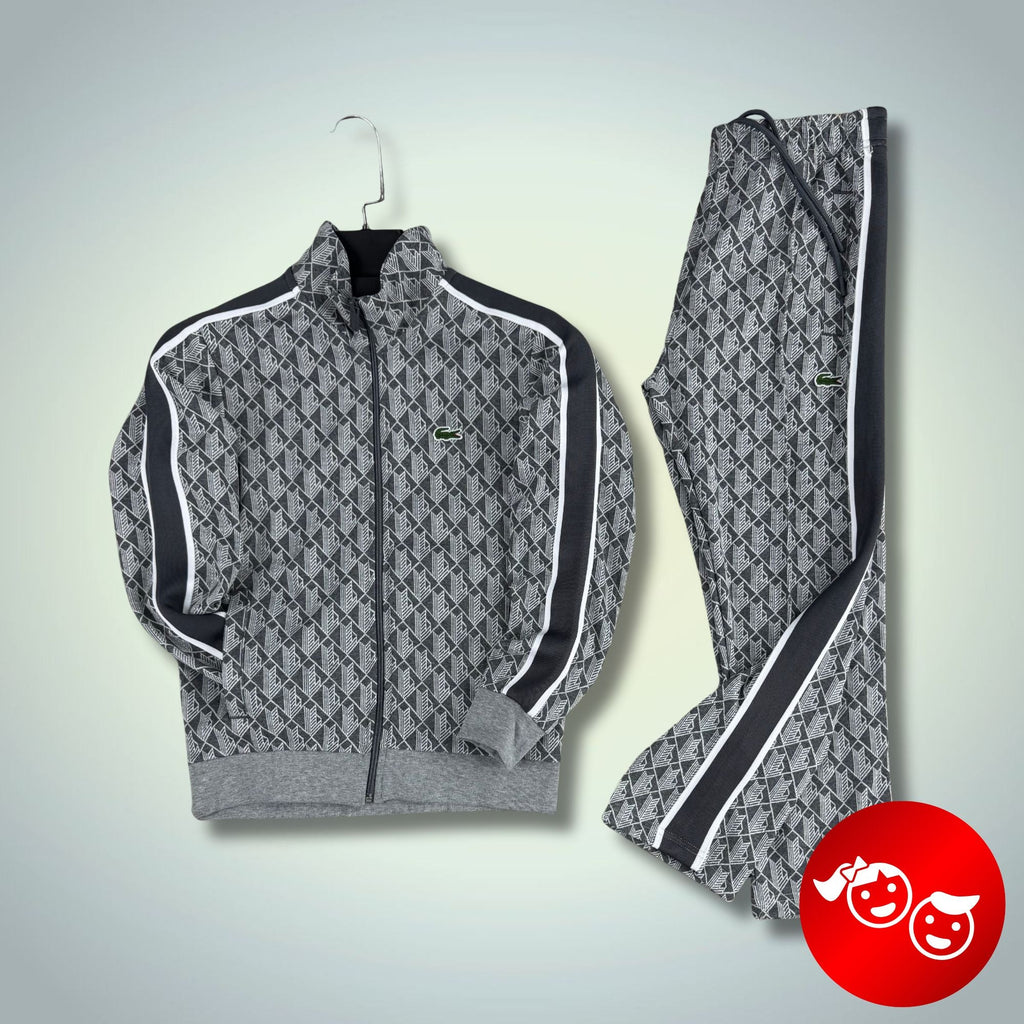 Trening copii Lacoste, Jacquard Monogram, grafit. Model 2025. Calitate premium