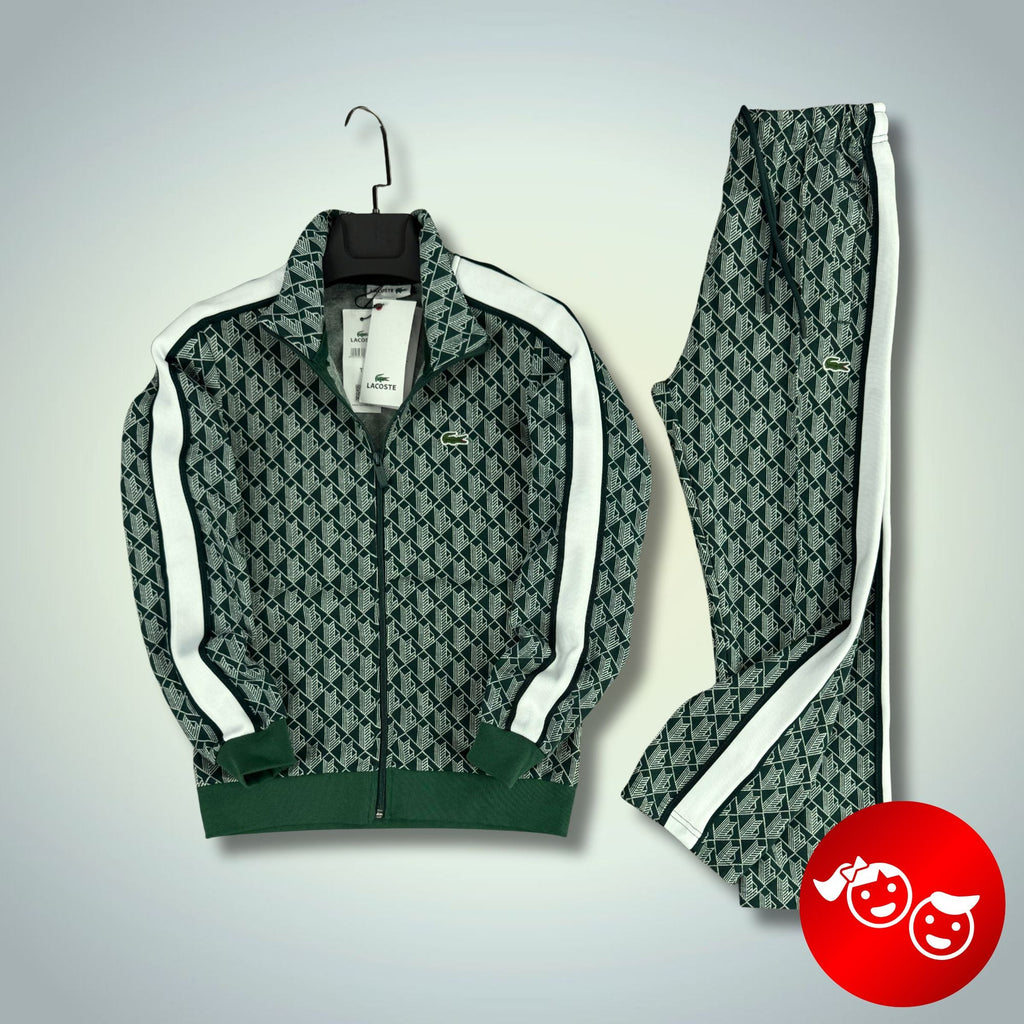 Trening copii Lacoste, Jacquard Monogram, Verde închis. Model 2025. Calitate premium