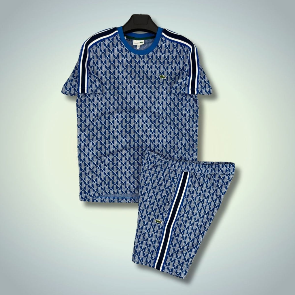 Set cu pantaloni scurți pentru bărbați Lacoste, Jacquard Monogram, albastru. Calitate premium