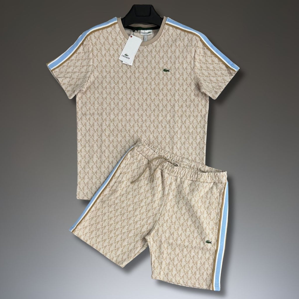 Set cu pantaloni scurți pentru bărbați Lacoste, Jacquard, bej. Calitate premium