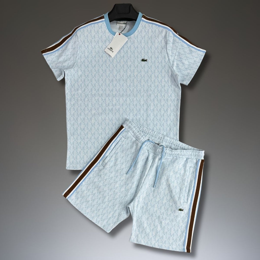 Set cu pantaloni scurți pentru bărbați Lacoste, Jacquard, albastru deschis. Calitate premium